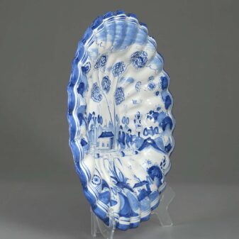 18th century hanau blue and white glazed pottery charger
