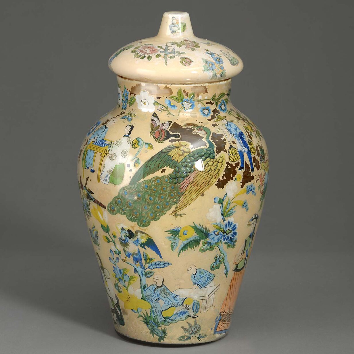 19th century decalcomania vase and cover