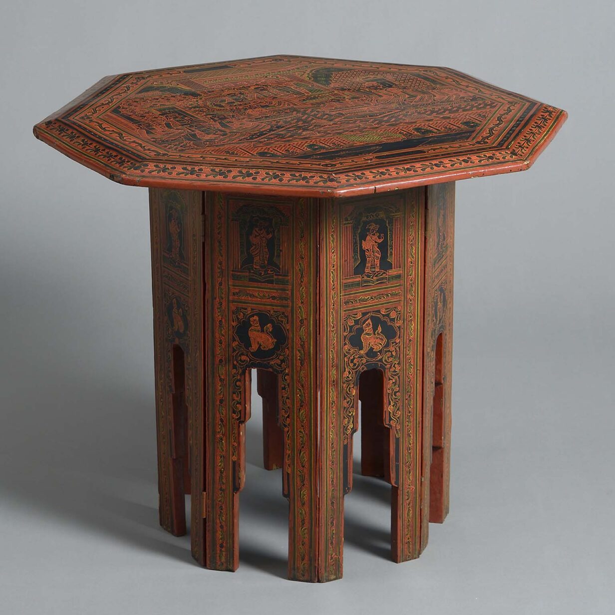 Red lacquer burmese table