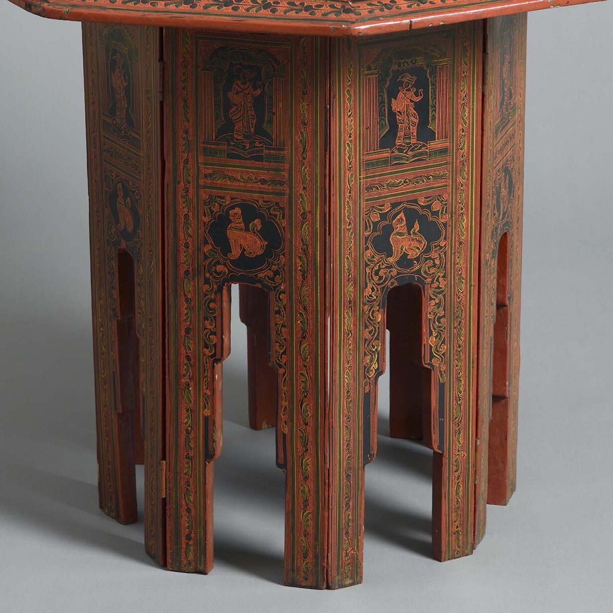 Late 19th century red lacquer occasional low table
