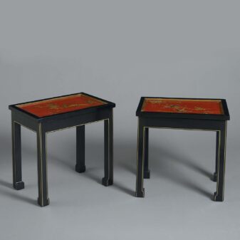 Pair of Red Lacquer Low Tables