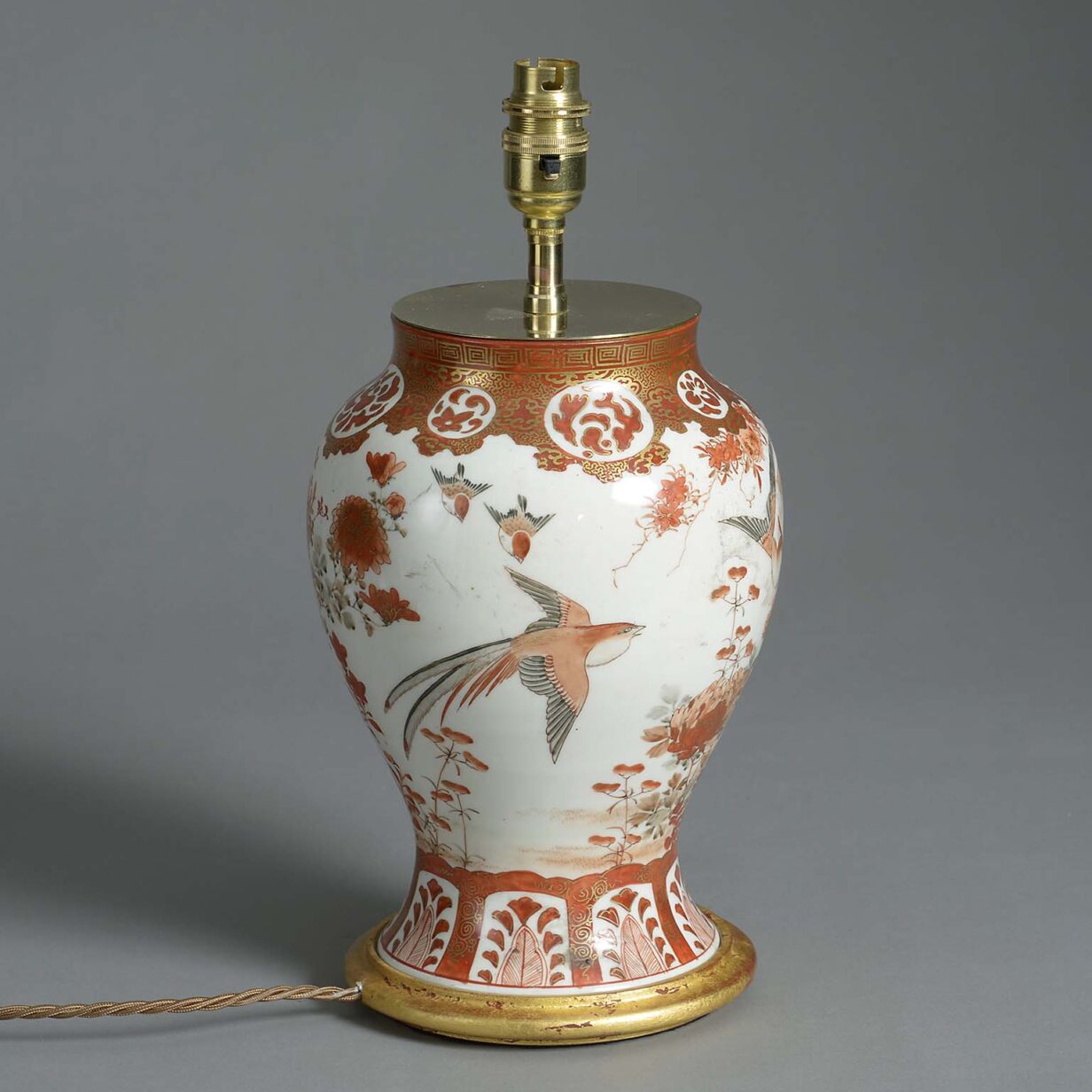 Meiji period kutani vase lamp