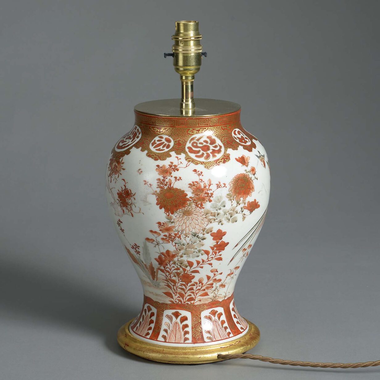 19th century meiji period kutani porcelain vase lamp