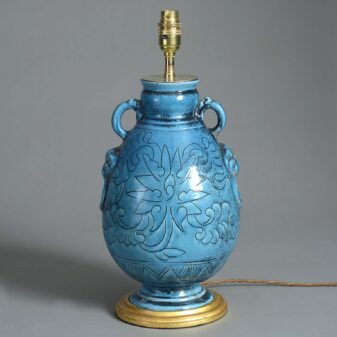 Turquoise porcelain lamp