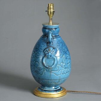 Turquoise porcelain lamp