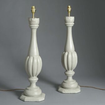Pair of grey painted lamps