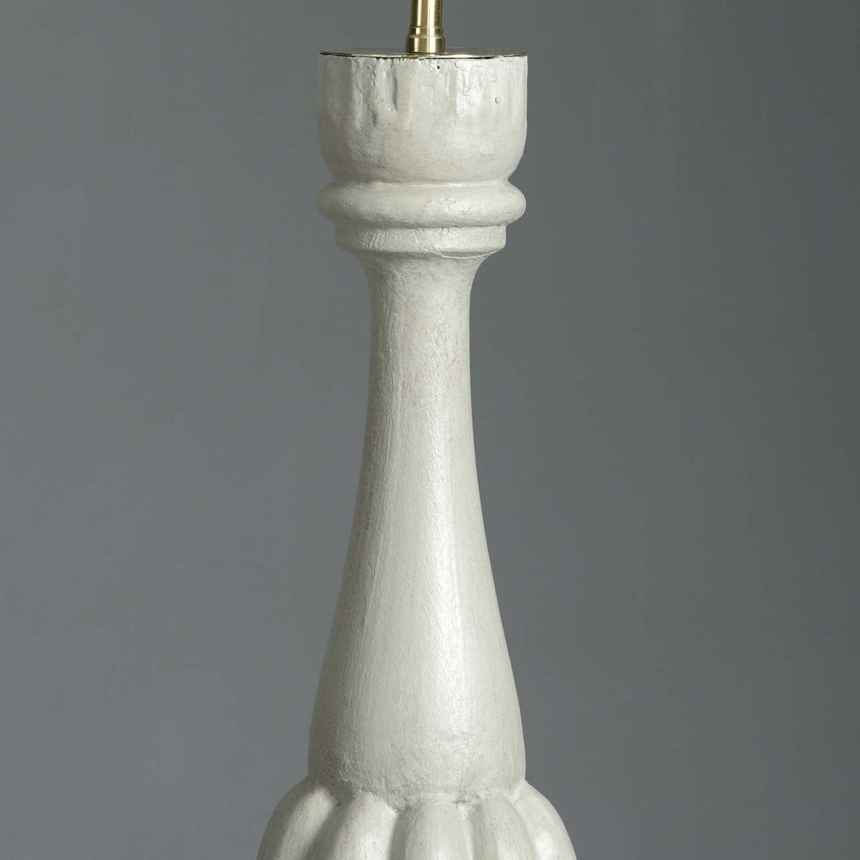 Pair of painted carved wooden column lamps