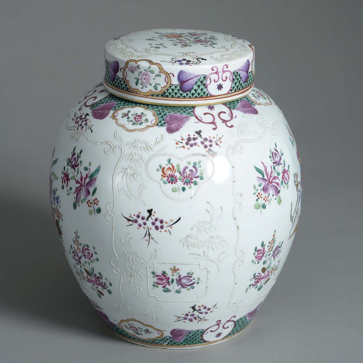 19th century samson famille rose porcelain jar and cover