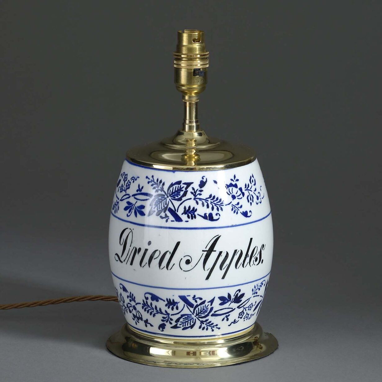 Blue and white apple jar lamp