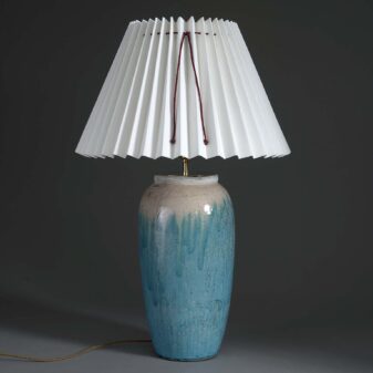 Turquoise glazed pottery lamp