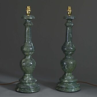 Pair of faux marble lamps