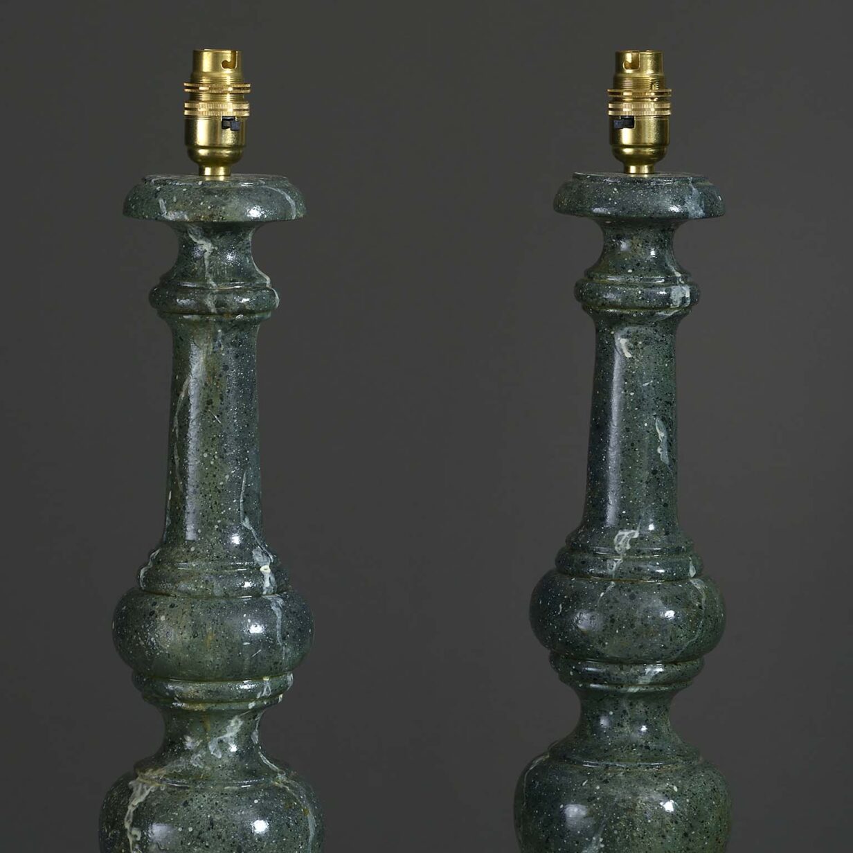 Pair of faux marble painted table lamps