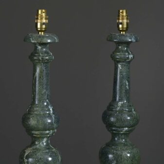 Pair of faux marble painted table lamps