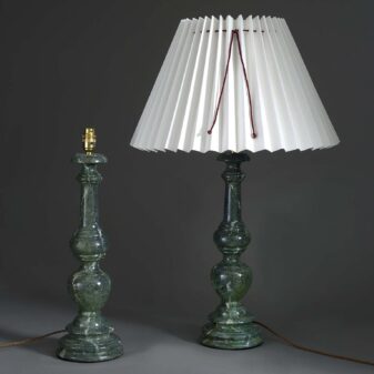 Pair of faux marble lamps