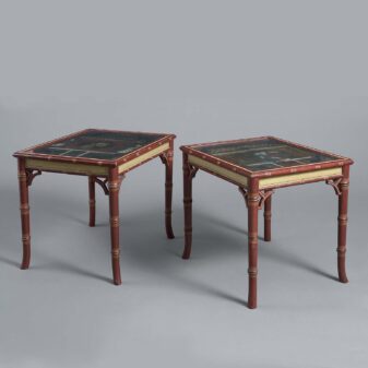 Pair of painted chinoiserie end tables