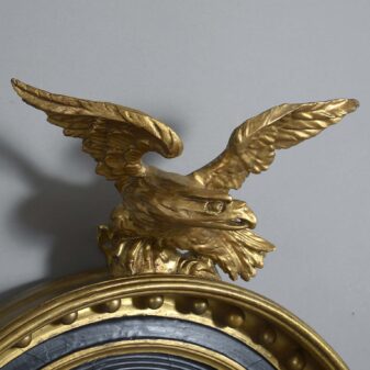 Early 19th century regency period giltwood convex mirror