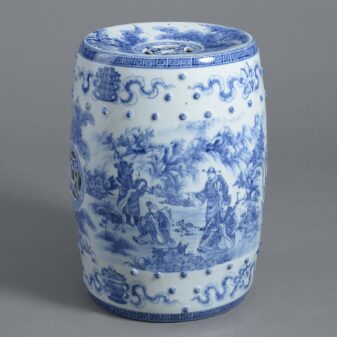Late 19th century blue and white porcelain garden seat