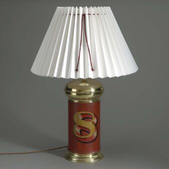 Tole and brass lamp