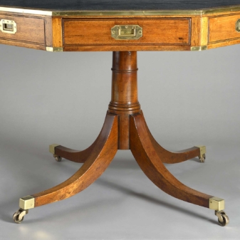 19th century mahogany campaign drum table 3 19th century mahogany campaign drum table