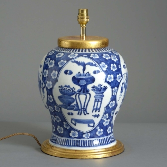 19th century blue and white glazed kangxi style vase lamp 5 Kangxi style vase lamp