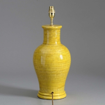 Mustard yellow glazed pottery vase lamp 4 Mustard yellow vase lamp
