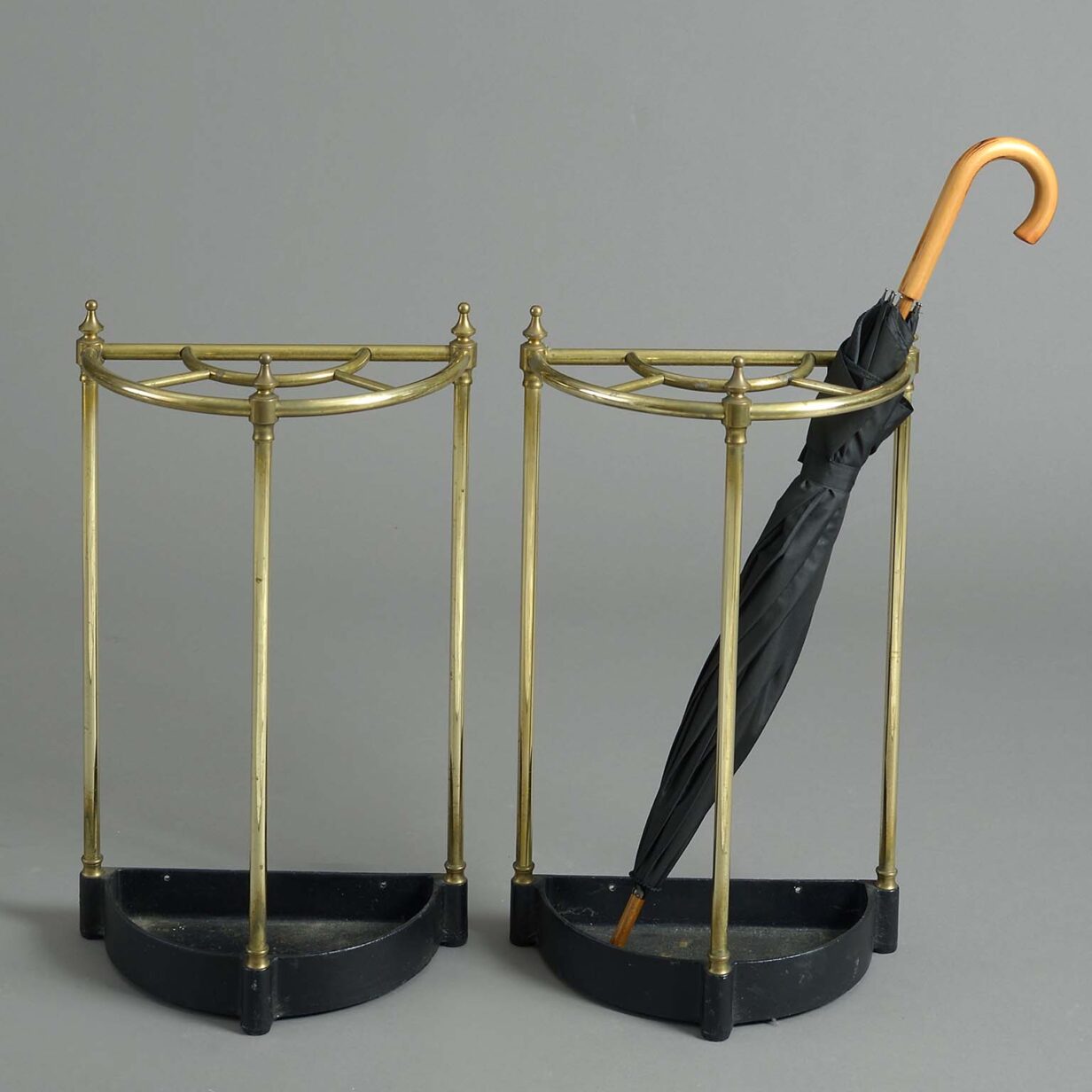 Pair of antique brass umbrella stands