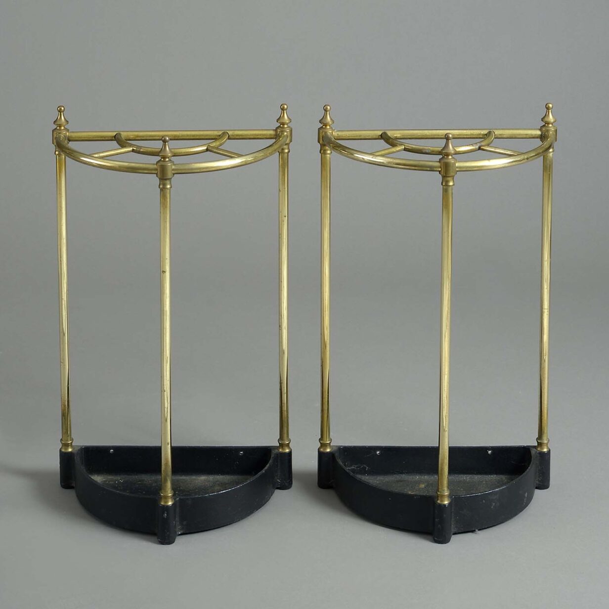 Pair of antique brass umbrella stands