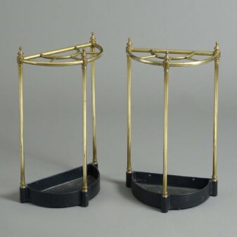 Pair of 19th century brass demi-lune stick or umbrella stands
