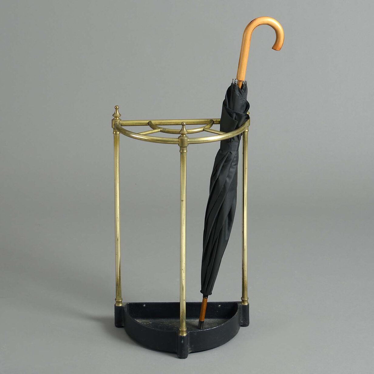 Pair of 19th century brass demi-lune stick or umbrella stands