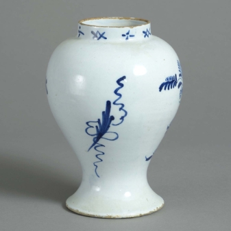 18th century blue and white glazed delft pottery vase 5 Blue and white delft vase