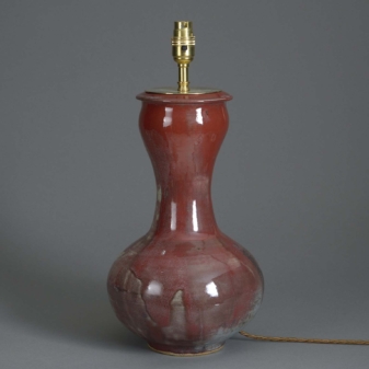 Red glazed pottery vase lamp