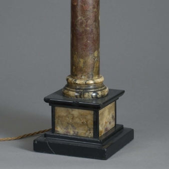 19th century marble column lamp