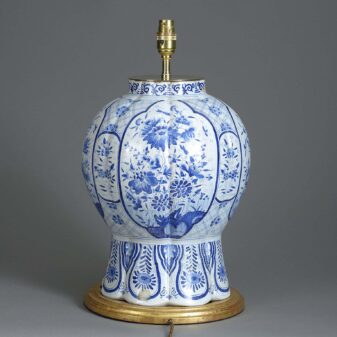 Blue and white delft vase lamp