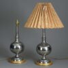 Pair of chrome finial lamps