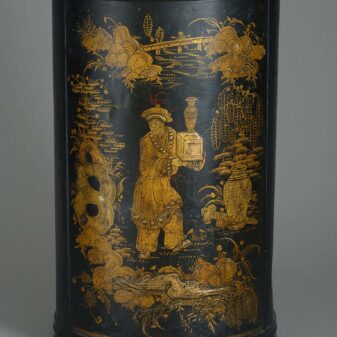 Tall 19th century chinoiserie tole tea canister lamp