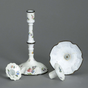 Pair of enamel candlesticks