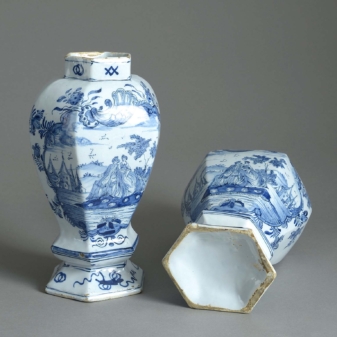 Pair of blue and white delftware vases