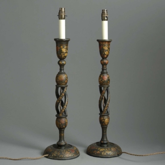 Pair of antique kashmiri lamps