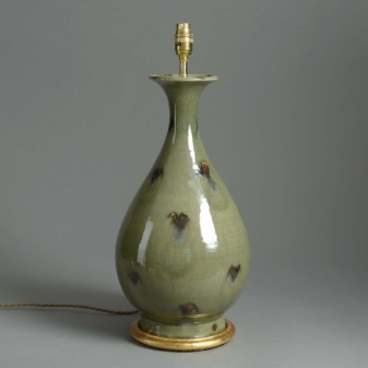 Pear shaped studio pottery lamp