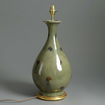 Pear shaped studio pottery lamp