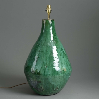 20th century green glazed pottery jar lamp 3 20th century green glazed pottery jar lamp