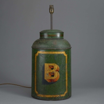 19th century tole tea canister lamp 3 Tole tea canister lamp
