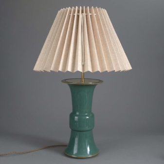 Antique green porcelain vase lamp