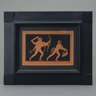 A hand-coloured aquatint engraving from sir william hamilton’s collection of etruscan, greek, and roman antiquities