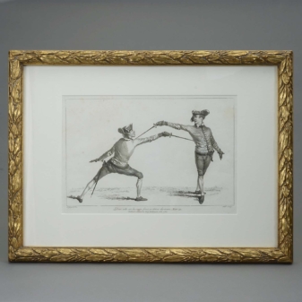 Four framed 18th century fencing engravings 2 Four framed 18th century fencing engravings