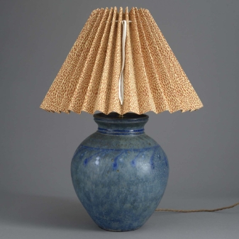 Bulbous Blue pottery Lamp