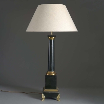 Antique empire style tole column lamp