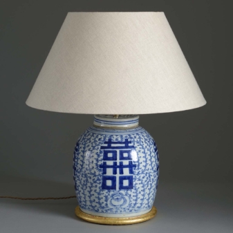 Chinese Blue and White Marriage Vase Lamp