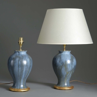 Pair of blue glazed Lamps