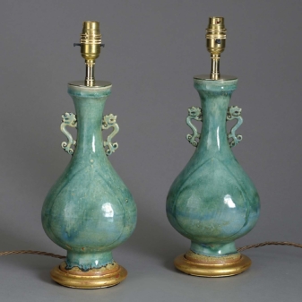 Pair of ming style vase lamps